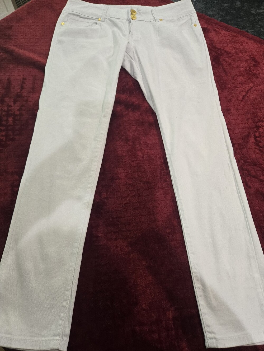 Classic Women's White Jeans with Gold Accent